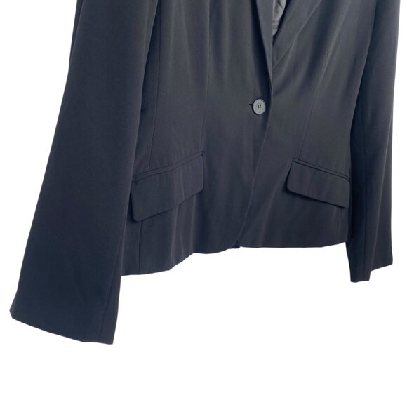 Evan-Picone Womens 16 Black Blazer Stretch Pockets Lined One Button Professional - Picture 8 of 16